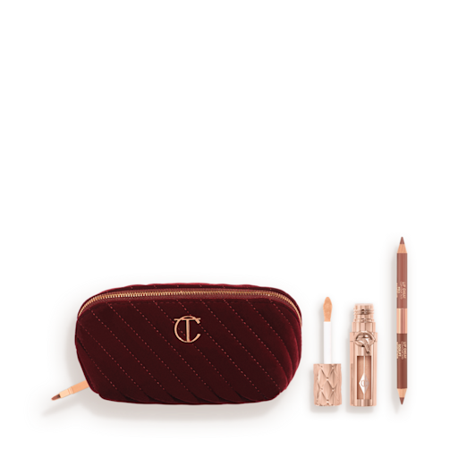 BOLSA DE MAQUILLAJE CON SECRETOS PARA ESCULPIR LOS LABIOS: KIT DE LABIOS Y BOLSA DE MAQUILLAJE