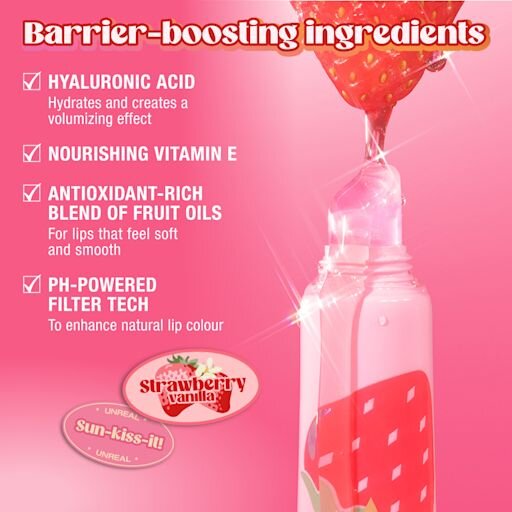 UNREAL LIPS HEALTHY GLOW NECTAR OIL JUICYLICIOUS FRESA Y VAINILLA